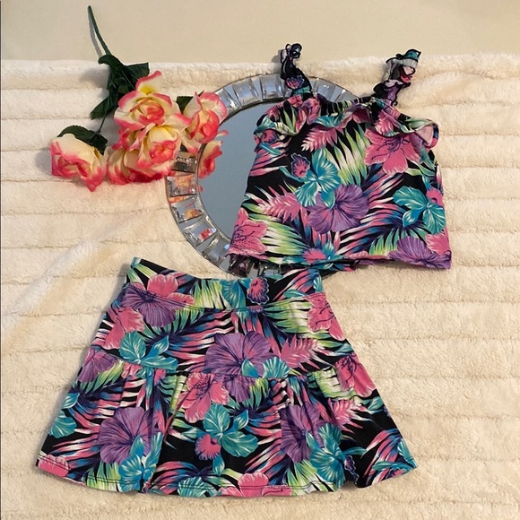 Children’s Place Tropical Floral Kids Skirt and Top Set - Picture 1 of 7
